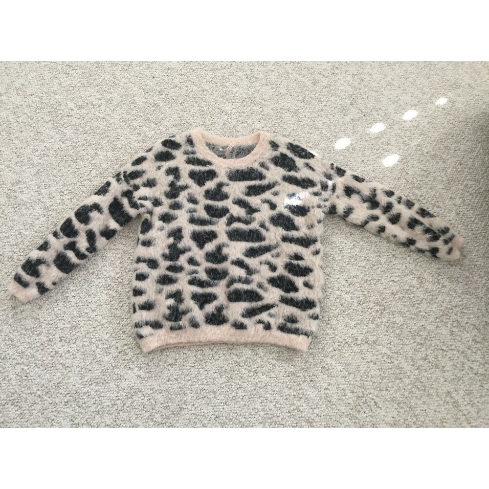 Raga Anthropologie Leopard Fuzzy Sweater Size S Animal Print